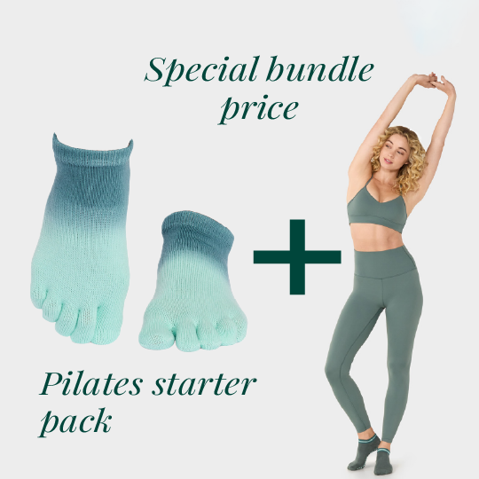 Pilates Start Rinkinys - High Waisted Balsam Tamprės + Grip Kojinės