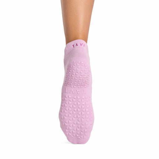 Tavi Grip Savvy Breeze Socks in Moonlit lilac – non-slip grip sole, back view