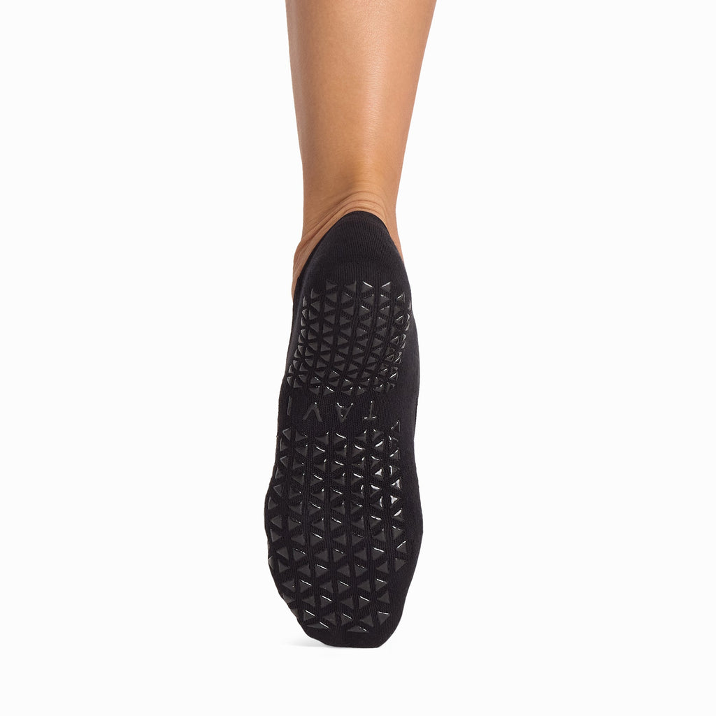 Tavi Grip Lola Socks in Ebony velvet – non-slip grip sole, back view