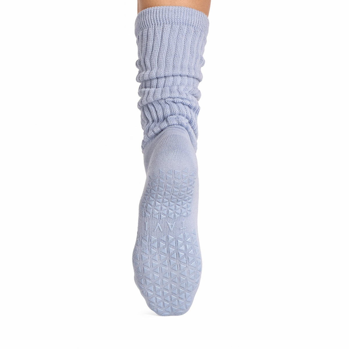 Tavi Grip Stacy Socks in Sky spell – non-slip grip sole, back view