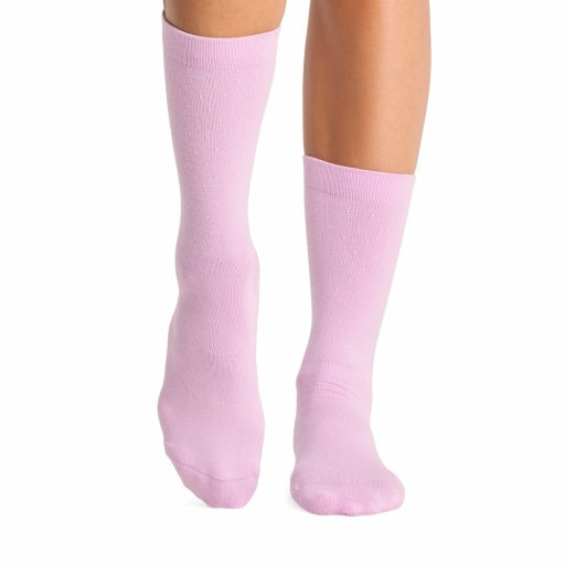 Tavi Grip Jess Socks in Moonlit lilac – worn on feet, front view
