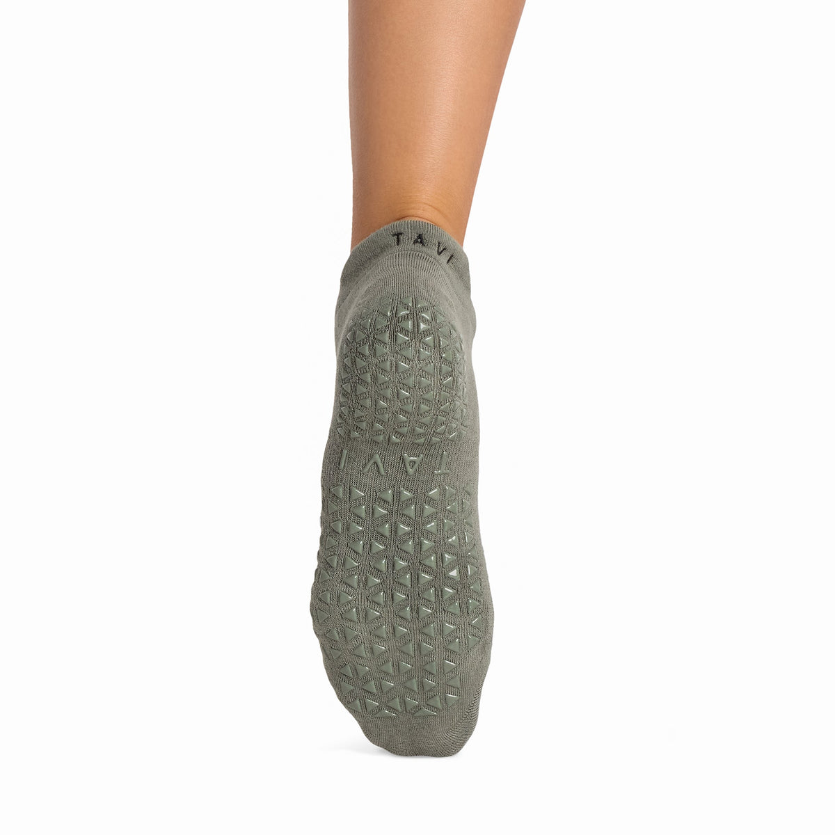 Tavi Grip Savvy Socks in Happy place leaf – non-slip grip sole, back view