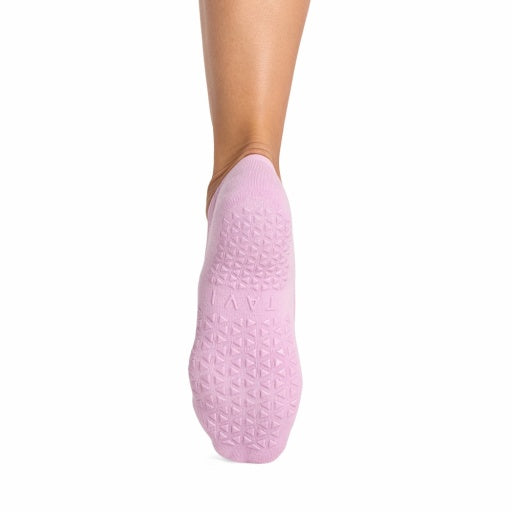 Tavi Grip Lola Socks in Moonlit lilac – non-slip grip sole, back view