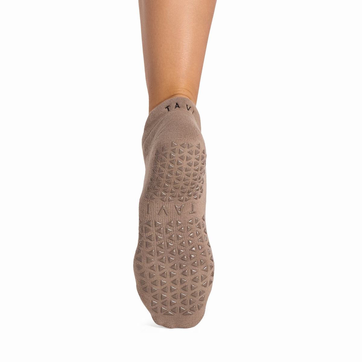 Tavi Grip Savvy Socks in Pebble – non-slip grip sole, back view