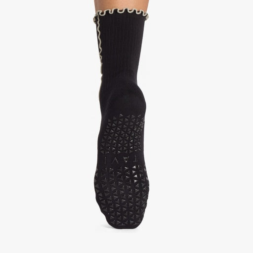 Tavi Grip Kalea Socks in Ebony – non-slip grip sole, back view