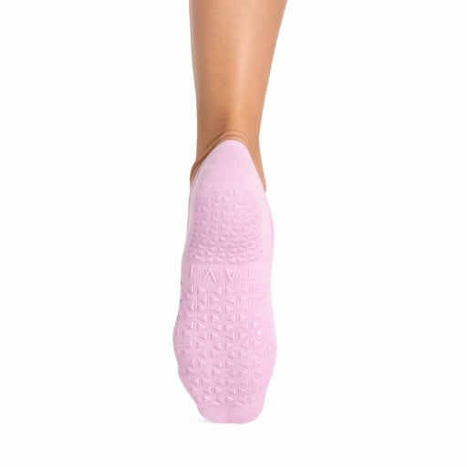 Tavi Grip Penny Socks in Moonlit lilac – non-slip grip sole, back view