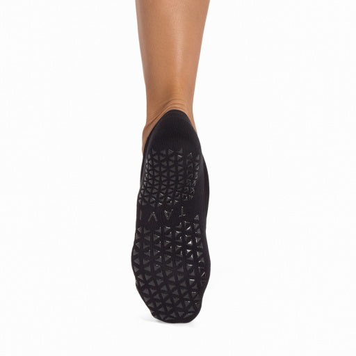 Tavi Grip Penny Socks in Ebony velvet – non-slip grip sole, back view