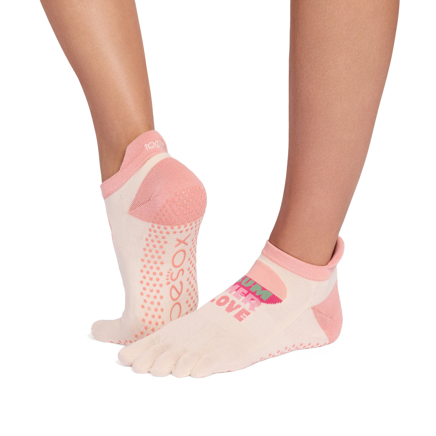 ToeSox Full Toe Low Rise Grip Socks Print